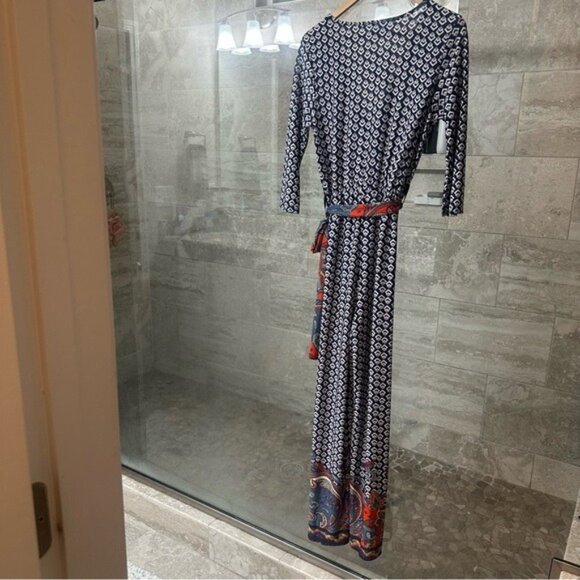 Vibe Sportwear Paisley Wide Leg Jumpsuit Blue Red Size Small NWT - Picture 4 of 13